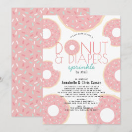 Donut & Diaper Sprinkle Rosa Baby Shower by Mail Inbjudningar