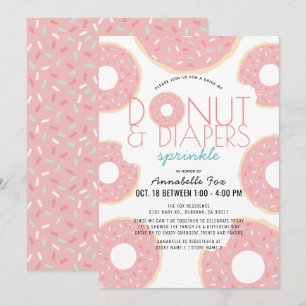 Donut & Diaper Sprinkle Rosa Drive by Baby Shower Inbjudningar