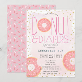 Donut & Diaper Sprinkle Rosa Guld Baby Shower Inbjudningar