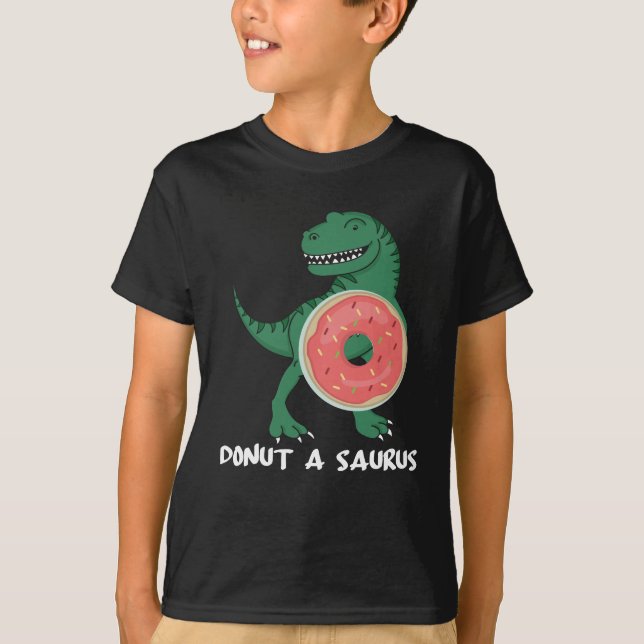 Donut Dinosaur Foodie Dino Älskare T Shirt (Framsida)