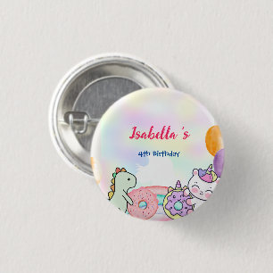 Donut Dinosaur Unicorn rainbow Balloon födelsedag Knapp