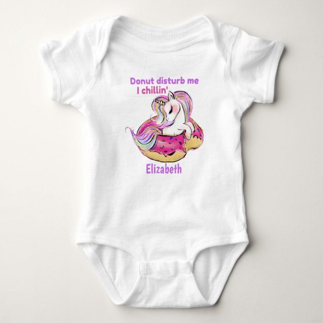Donut Disturb me I Chillin Baby Unicorn Gift T Shirt (Framsida)
