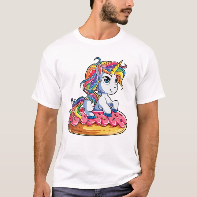 Donut Doughnicorn Squad Rainbow T Shirt (Framsida)