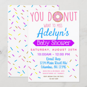 Donut, Doughnut Baby Shower Inbjudan