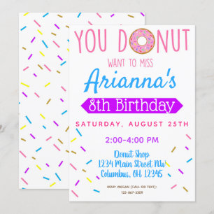 Donut, Doughnut Barns födelsedag Party Inbjudan