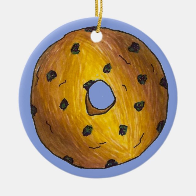 Donut Dozen Blueberry Cake Doughnut Pastry Julgransprydnad Keramik (Framsidan)