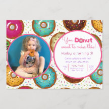 Donut Födelsedagsfest Fotoinbjudan