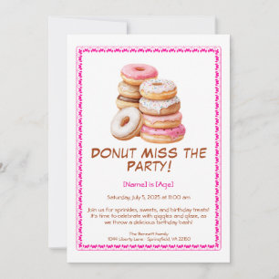 Donut Födelsedagsfest inbjudan - Färgämnen och Rol