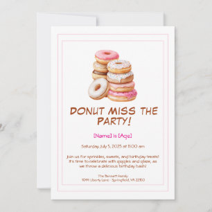 Donut Födelsedagsfest inbjudan - Färgämnen och Rol