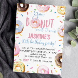 Donut Födelsedagsfest inbjudan i någon ålder