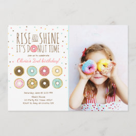 Donut Födelsedagsfest inbjudan Stiga upp och Shine