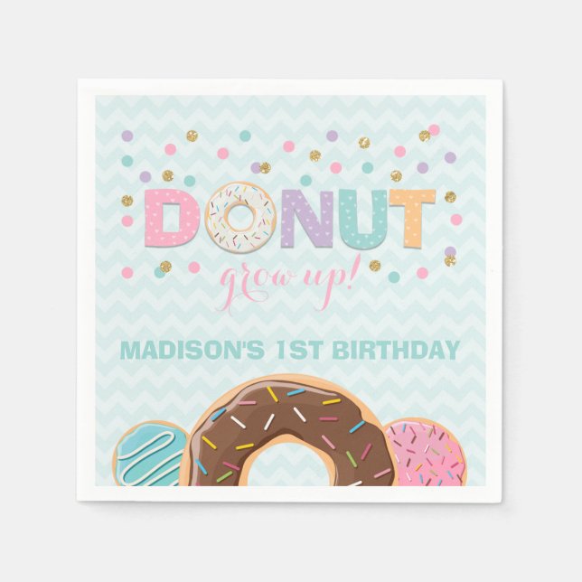 Donut Födelsedagsfest Napkin Donut Grow Up Party Pappersservett (Framsidan)