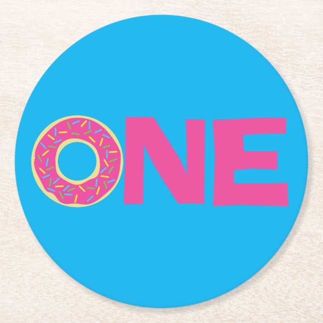 Donut Födelsedagsfest Underlägg Papper Rund (Framsidan)