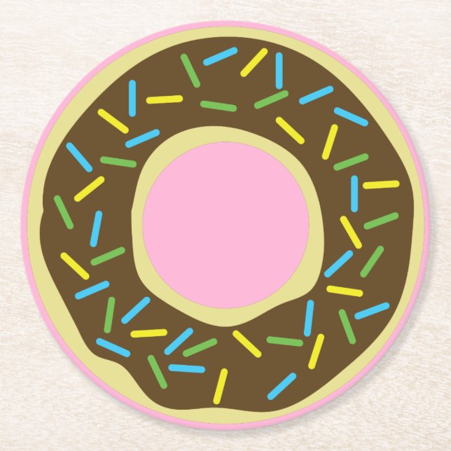 Donut Födelsedagsfest Underlägg Papper Rund (Framsidan)