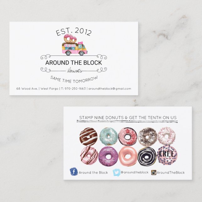 Donut Food Lastbil Loyalty Card Lojalitetskort (Fram/baksida)