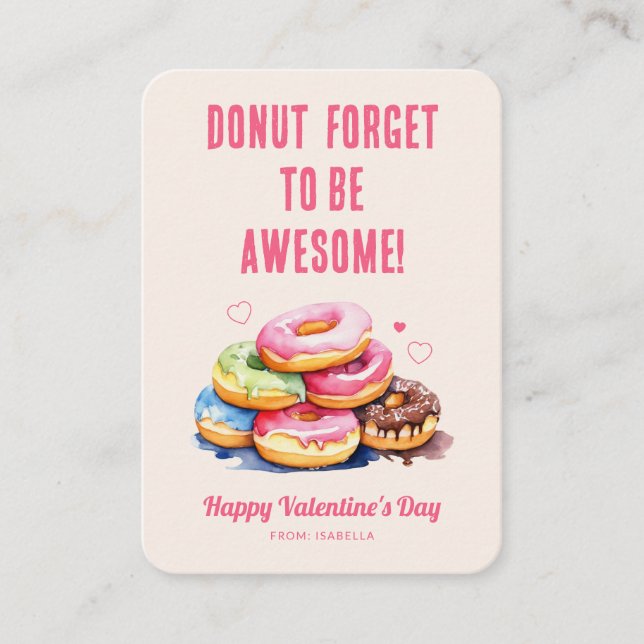 Donut Forget to Be Awesome Kids Valentine Anteckningskort (Framsida)