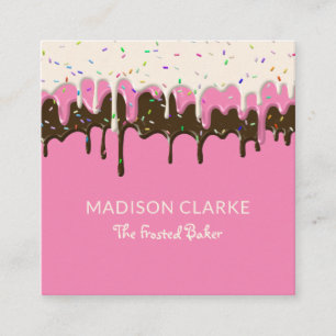 Donut Frosting Sprinkles Baker Bakery Fyrkantigt Visitkort