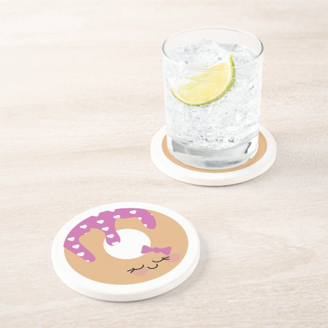 Donut Funny Tecknad Sprinkles Rosa Lila Underlägg (Sidan)