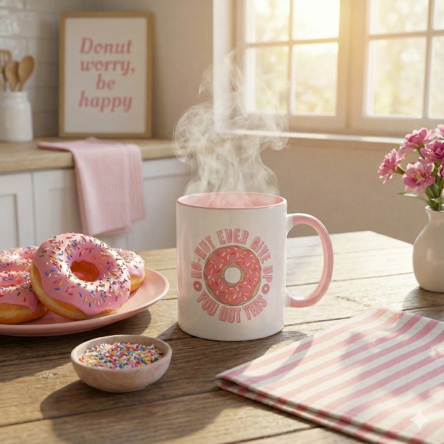 Donut Ge Up Mugg (Encourage someone special with this, "Do-nut Ever Give Up" donut mug! )