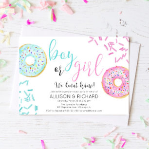 Donut gender avslöjade party inbjudningar