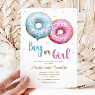 Donut Gender Reveal Boy eller Girl Party-inbjudan Inbjudningar