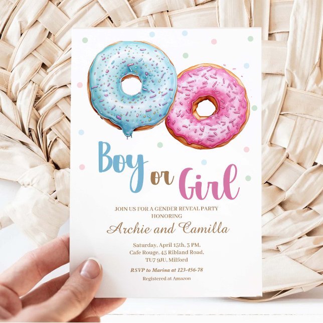 Donut Gender Reveal Boy eller Girl Party-inbjudan Inbjudningar (Skapare uppladdad)