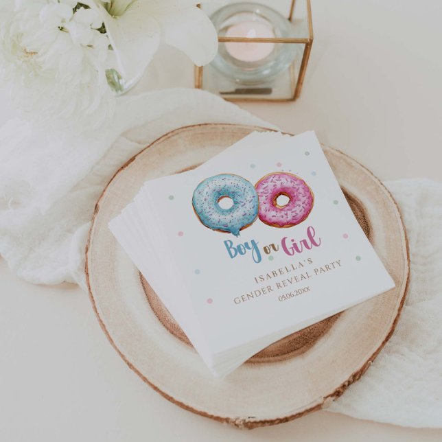 Donut Gender Reveal Boy eller Girl Party Pappersservett (Skapare uppladdad)