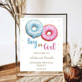 Donut Gender Reveal Boy eller Girl Party Poster