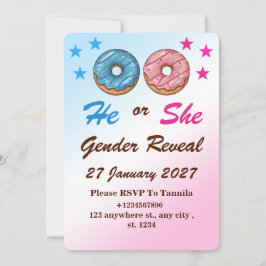 Donut Gender Reveal InvitatIon Card Inbjudningar