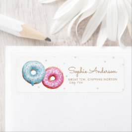 Donut Gender Reveal Party Adress Returadress Etikett