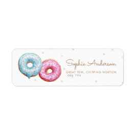 Donut Gender Reveal Party Adress Returadress Etikett
