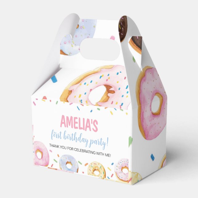 Donut Girl Birthday Favor Box Presentaskar (Baksidan Sidan)