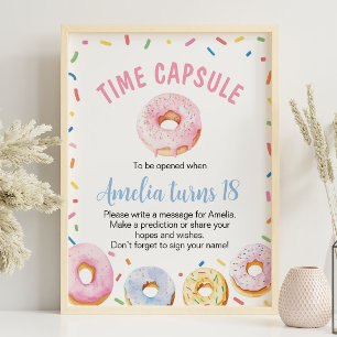 Donut Girl Birthday Time Capsule-tecken Poster