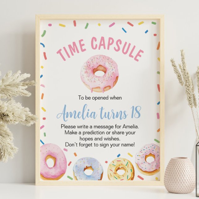 Donut Girl Birthday Time Capsule-tecken Poster (Skapare uppladdad)