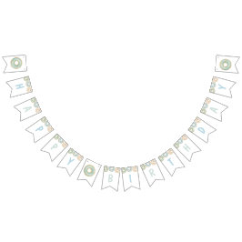 Donut Grattis på födelsedagen Bunting Banner Blue Vimplar