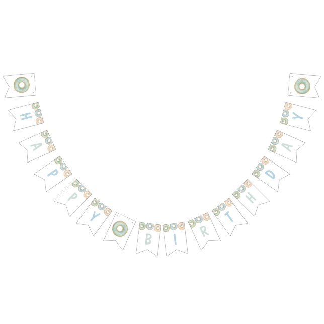 Donut Grattis på födelsedagen Bunting Banner Blue Vimplar (Alla)