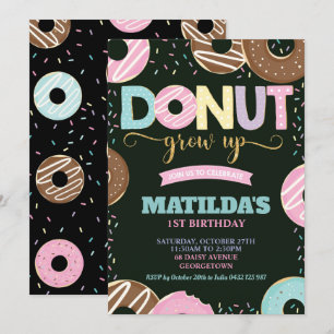 Donut Grodd upp 1:a födelsedagstidningen Girl Doug Inbjudningar