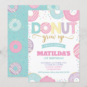 Donut Grodd upp 1:a födelsedagstidningen Girl Doug Inbjudningar