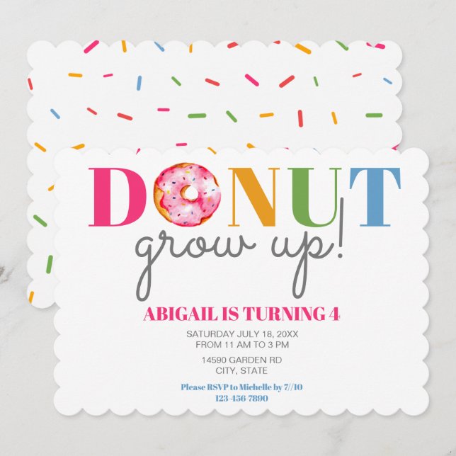 Donut GroUp Cute Birthday sprinkles party children Inbjudningar (Fram/baksida)