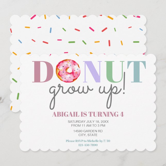 Donut GroUp Cute Birthday sprinkles party children Inbjudningar (Fram/baksida)