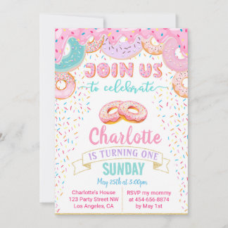 Donut GroUp Doughnut Birthday-inbjudan Inbjudningar