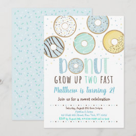 Donut Grow TWO Fast Birthday Inbjudningar