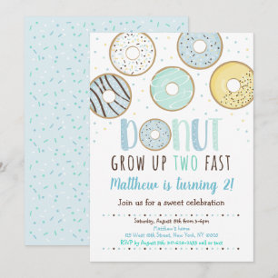 Donut Grow TWO Fast Birthday Inbjudningar