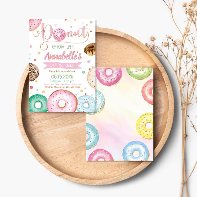 Donut Grow Up Birthday Party Invitation Inbjudningar (Skapare uppladdad)