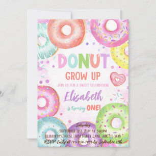 Donut Grow Up Doughnut Birthday Inbjudningar