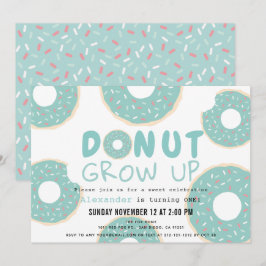 Donut Grow upp Turquise Blue Boy 1st Birthday Inbjudningar