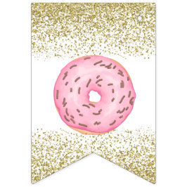 Donut Guld Sprinkles Grattis på födelsedagen Banne Vimplar