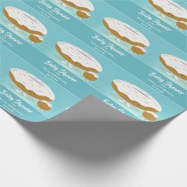 Donut Hål Sprinkles Food Blue Baby Shower Presentpapper