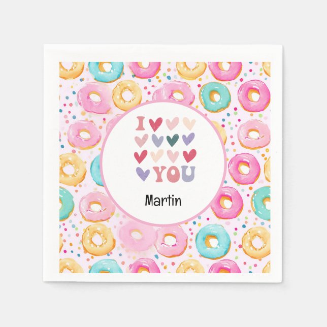 Donut I kärlek dig för Alla hjärtans dag Pappersservett (Framsidan)
