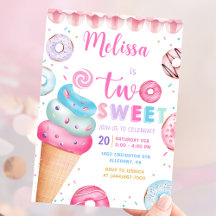 Donut Ice Cream 2 Sweet 2:a födelsedagsinbjudan